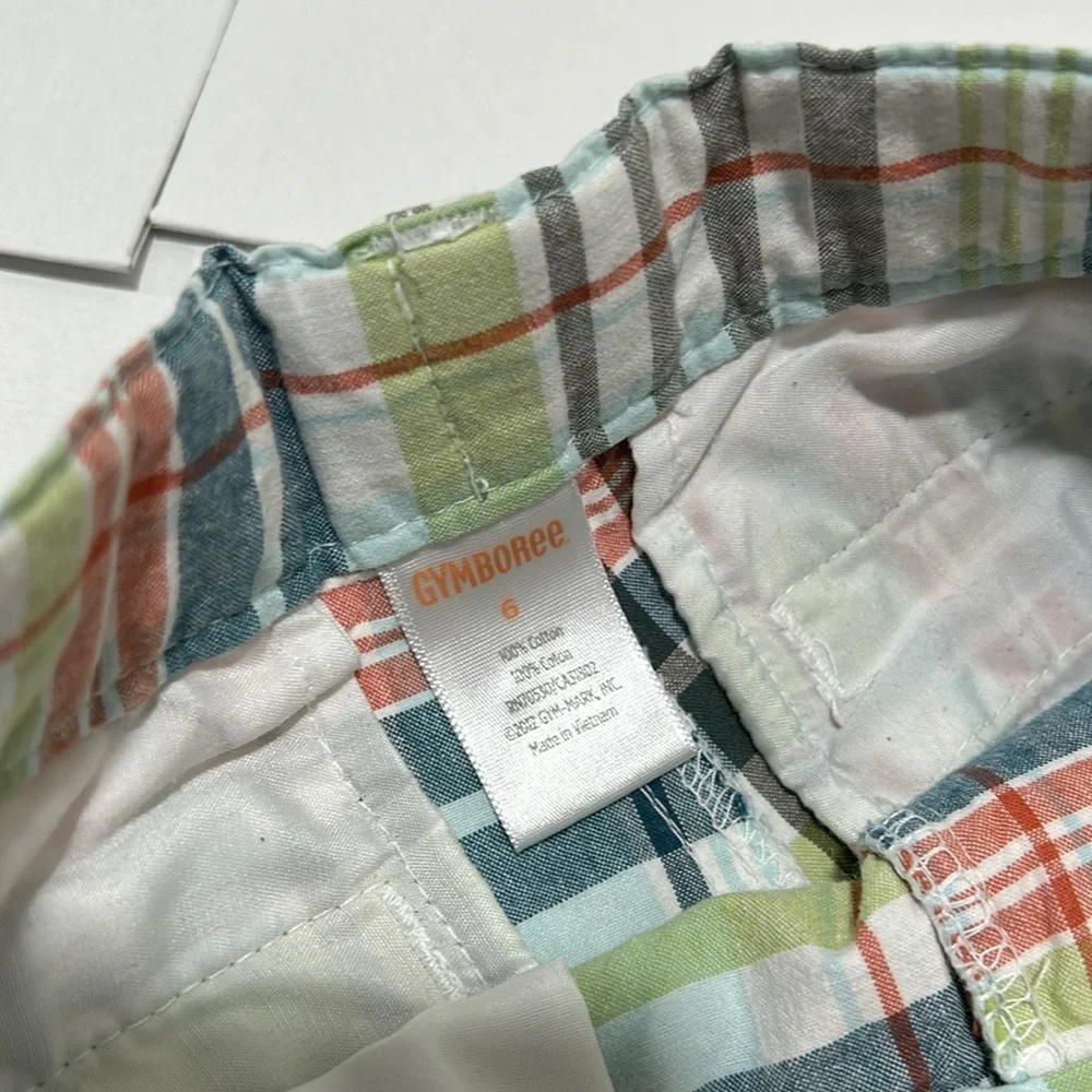 GYMBOREE green & blue  striped Boys shorts size 6 GUC